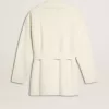 Cardigan da donna in cotone color crema con ricami floreali Cardigan da donna in cotone color crema con ricami floreali