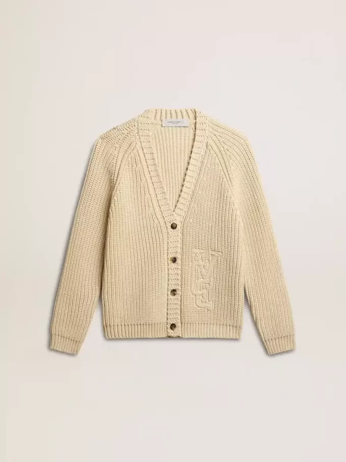 Cardigan da donna in cotone con ricamo sul davanti Cardigan da donna in cotone con ricamo sul davanti