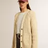 Cardigan da donna in cotone con ricamo sul davanti Cardigan da donna in cotone con ricamo sul davanti