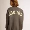 Cardigan da donna in cotone grigio mélange con logo sul retro Cardigan da donna in cotone grigio mélange con logo sul retro