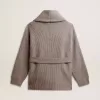 Cardigan da donna in lana grigio melange con ricami sul davanti