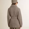 Cardigan da donna in lana grigio melange con ricami sul davanti