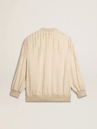 Cardigan da donna in seta e viscosa con motivo gessato