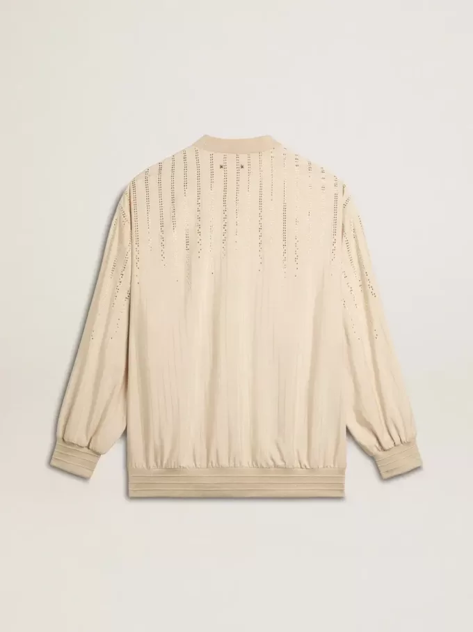 Cardigan da donna in seta e viscosa con motivo gessato Cardigan da donna in seta e viscosa con motivo gessato