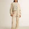 Cardigan da donna in seta e viscosa con motivo gessato Cardigan da donna in seta e viscosa con motivo gessato