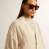 Cardigan da donna in seta e viscosa con motivo gessato Cardigan da donna in seta e viscosa con motivo gessato