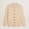 Cardigan da uomo beige con scritta “Golden” sul retro Cardigan da uomo beige con scritta “Golden” sul retro