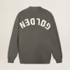Cardigan da uomo in cotone grigio mélange con logo sul retro Cardigan da uomo in cotone grigio mélange con logo sul retro