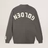 Cardigan da uomo in cotone grigio mélange con logo sul retro Cardigan da uomo in cotone grigio mélange con logo sul retro