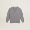 Cardigan grigio in cotone con logo sul retro Cardigan grigio in cotone con logo sul retro