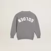 Cardigan grigio in cotone con logo sul retro Cardigan grigio in cotone con logo sul retro