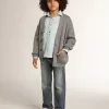 Cardigan grigio in cotone con logo sul retro Cardigan grigio in cotone con logo sul retro