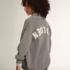 Cardigan grigio in cotone con logo sul retro Cardigan grigio in cotone con logo sul retro