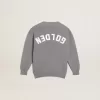 Cardigan grigio in cotone con logo sul retro Cardigan grigio in cotone con logo sul retro