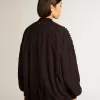 Cardigan nero da donna con ricami sfumati Cardigan nero da donna con ricami sfumati