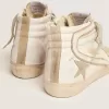 Ciabatta da donna con stella in camoscio grigio ghiaccio e flash bianco Ciabatta da donna con stella in camoscio grigio ghiaccio e flash bianco