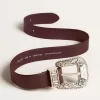 Cintura da donna in pelle bordeaux con fibbia decorata in argento Cintura da donna in pelle bordeaux con fibbia decorata in argento