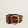 Cintura da donna in pelle intrecciata bordeaux Cintura da donna in pelle intrecciata bordeaux