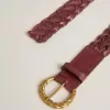 Cintura da donna in pelle intrecciata bordeaux Cintura da donna in pelle intrecciata bordeaux