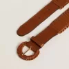 Cintura da donna in pelle marrone intrecciata