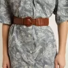 Cintura da donna in pelle marrone intrecciata