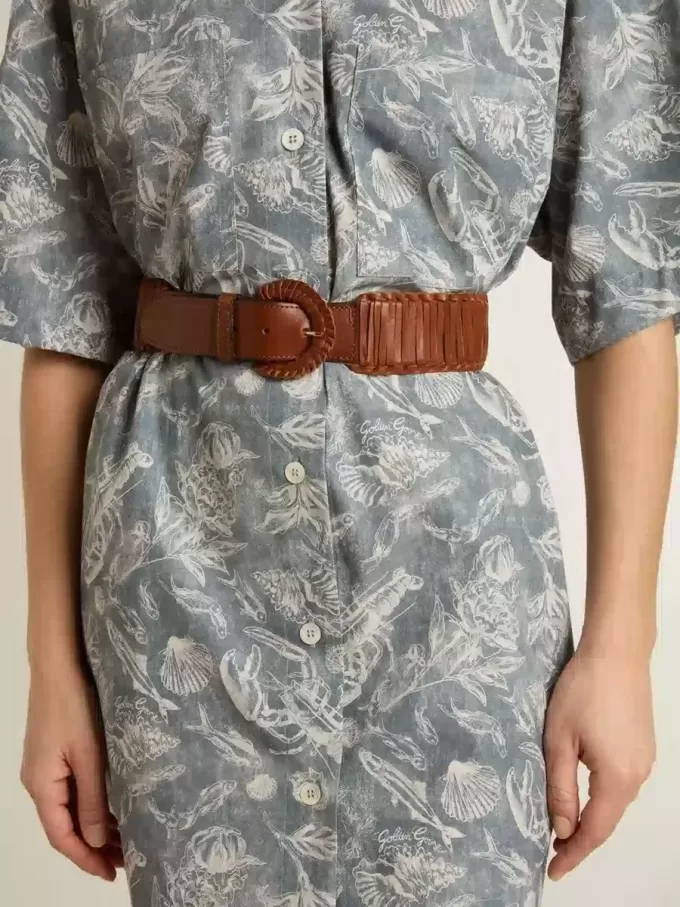 Cintura da donna in pelle marrone intrecciata