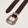Cintura da donna in pelle nera con fibbia decorata in argento Cintura da donna in pelle nera con fibbia decorata in argento