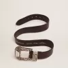 Cintura da donna in pelle nera con fibbia decorata in argento Cintura da donna in pelle nera con fibbia decorata in argento
