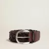 Cintura da uomo in pelle intrecciata marrone scuro Cintura da uomo in pelle intrecciata marrone scuro