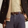 Cintura da uomo in pelle intrecciata marrone scuro Cintura da uomo in pelle intrecciata marrone scuro