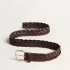 Cintura da uomo in pelle intrecciata marrone scuro Cintura da uomo in pelle intrecciata marrone scuro