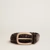 Cintura da uomo in pelle intrecciata nera Cintura da uomo in pelle intrecciata nera