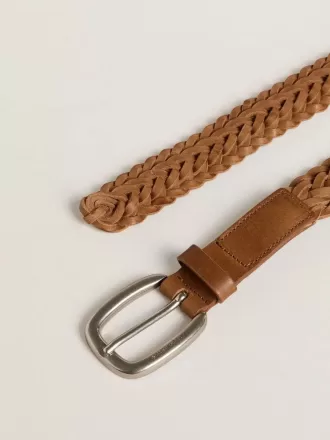 Cintura Houston in pelle intrecciata grigio tortora