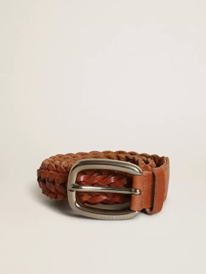 Cintura Houston in pelle intrecciata marrone Cintura Houston in pelle intrecciata marrone