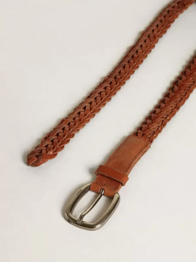 Cintura Houston in pelle intrecciata marrone Cintura Houston in pelle intrecciata marrone