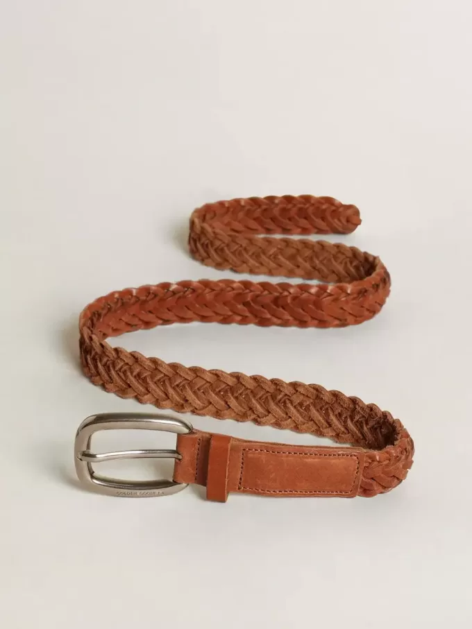 Cintura Houston in pelle intrecciata marrone Cintura Houston in pelle intrecciata marrone