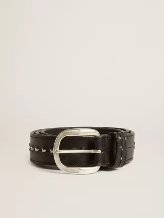 Cintura in pelle nera con borchie