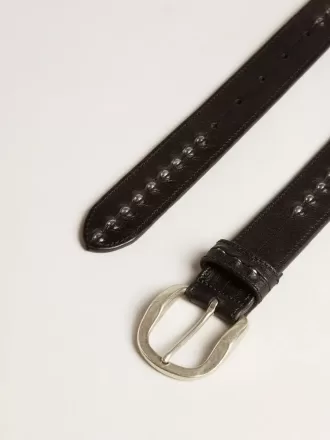 Cintura in pelle nera con borchie