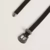 Cintura in pelle nera con fibbia argentata Cintura in pelle nera con fibbia argentata