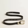 Cintura nera in pelle lavata con fibbia color argento Cintura nera in pelle lavata con fibbia color argento