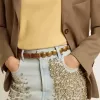 Cintura sottile Trinidad in pelle marrone scuro con borchie argentate Cintura sottile Trinidad in pelle marrone scuro con borchie argentate