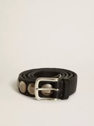 Cintura Trinidad nera in pelle lavata con borchie