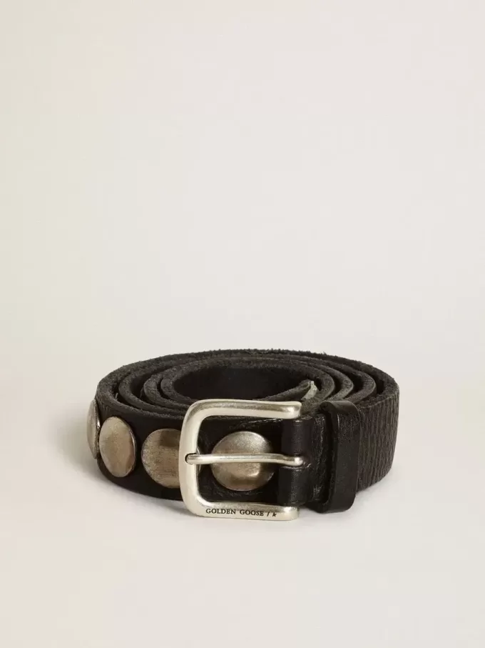 Cintura Trinidad nera in pelle lavata con borchie Cintura Trinidad nera in pelle lavata con borchie