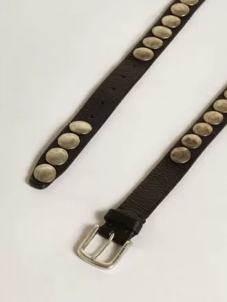 Cintura Trinidad nera in pelle lavata con borchie