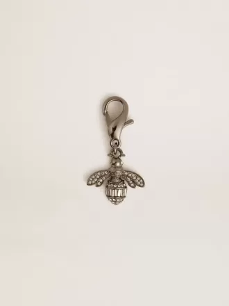 Ciondolo a forma di ape in ottone color argento con cristalli