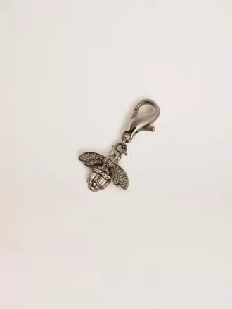 Ciondolo a forma di ape in ottone color argento con cristalli