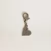 Ciondolo a forma di cuore in ottone color argento con cristalli