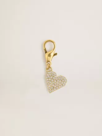 Ciondolo a forma di cuore in ottone color oro con cristalli