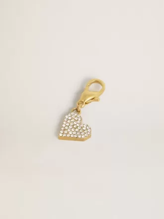 Ciondolo a forma di cuore in ottone color oro con cristalli