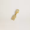 Ciondolo a forma di lettera R in ottone color oro con cristalli